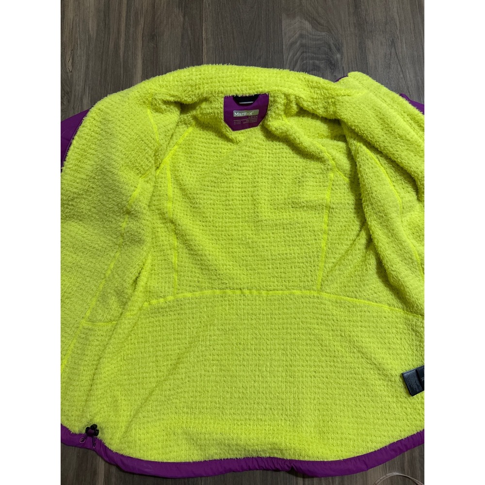 Marmot Full Zip Jacket Womens Small Purple Lime Green Fleece Lined Gorpcore - Picture 8 of 8